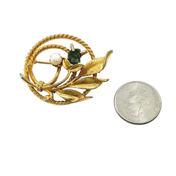 Vintage Sarah Coventry Jade Garden Wreath Flower Brooch - Picture 7 of 11